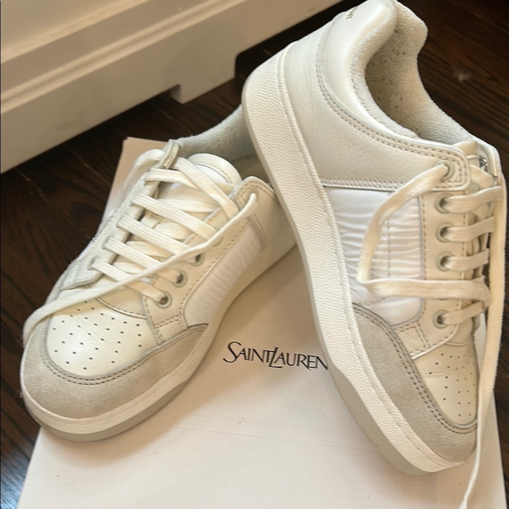 Saint Laurent Cream and Gray Casual Sneakers